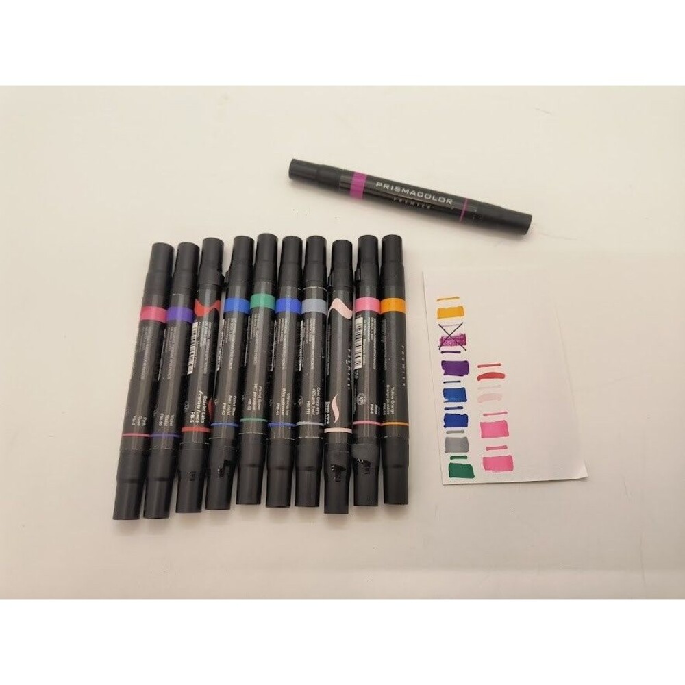 Prismacolor Premier Art Marker  Fine & Chisel Tip 10 colors TEST CHART included